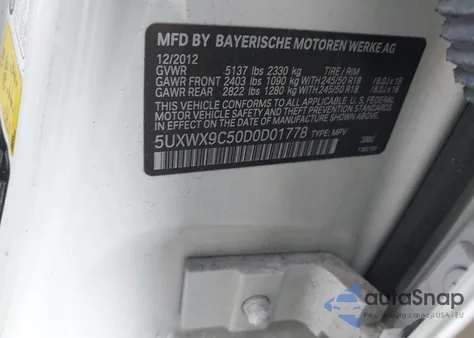 2013 BMW X3 xDrive28I z USA, uszkodzony, nr VIN 5UXWX9C50D0D01778